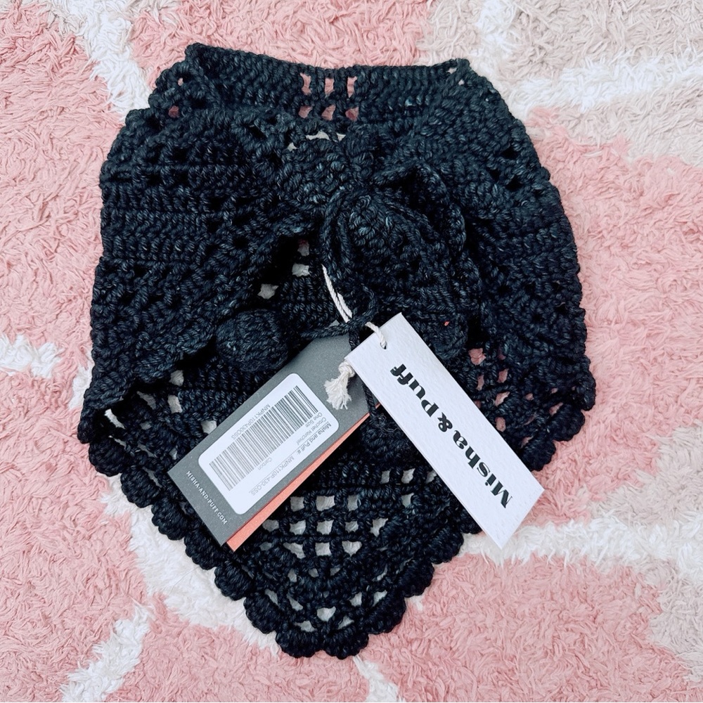 NWT Misha & Puff wool hand-knit crochet kerchief